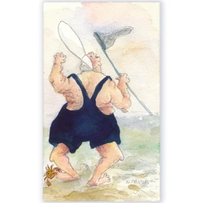 1993 – Maillot de bain et crustacé. Aquarelle originale année 1993