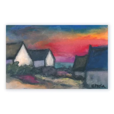 Bretagne, terre de feu. Paysage breton aux craies pastels aquarellables