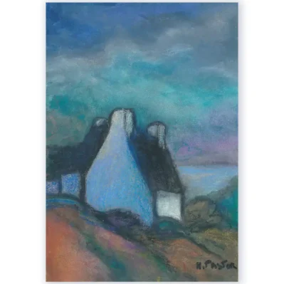 L'heure bleue. Paysage breton aux craies pastels aquarellables
