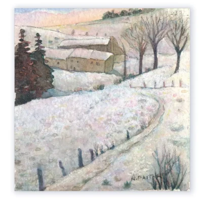 Miniature Les arbres en hiver. Aquarelle et gouache