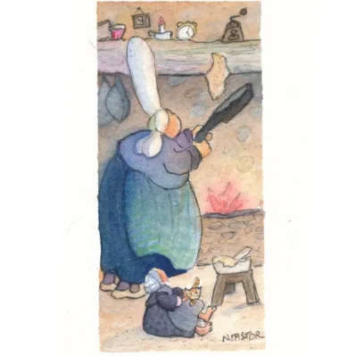Les galettes. Miniature aquarelle priginale
