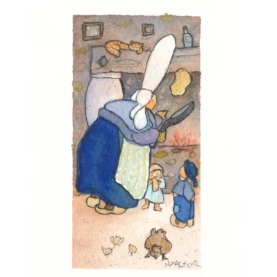 Les crêpes bretonnes. Miniature aquarelle originale