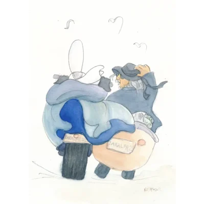 Side car bigouden. Aquarelle originale