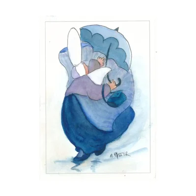 Petite pluie bigoudène. Aquarelle originale
